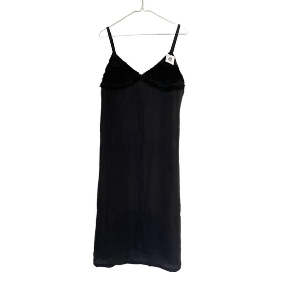 Vintage y2k Tricot Comme des Garcons Black Slip Textured Midi Babydoll Dress M - Picture 2 of 11